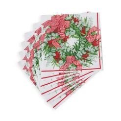 Ribbon Stripe Wreath Napkin Dinner - 20 Per Package