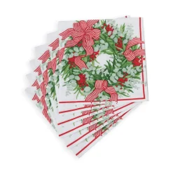Ribbon Stripe Wreath Napkin Dinner - 20 Per Package, 2 Packages