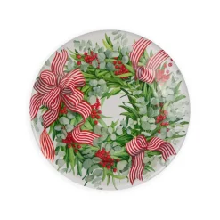 Ribbon Stripe Wreath Salad & Dessert Plates - 8 Per Package