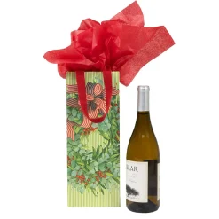 Ribbon Stripe Wreath Wine & Bottle Gift Bag - 1 Each