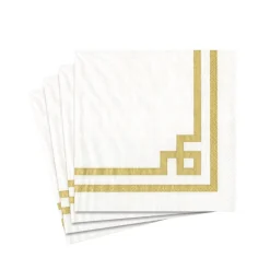Rive Gauche Paper Cocktail Napkins in Gold & White - 20 Per Package