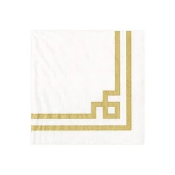 Rive Gauche Paper Cocktail Napkins in Gold & White - 20 Per Package