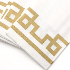 Rive Gauche Paper Guest Towel Napkins in Gold & White - 15 Per Package