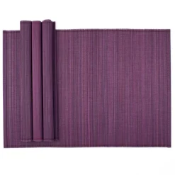Roll-Up Bamboo Placemats in Aubergine - Set of 4