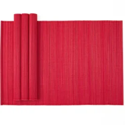 Roll-Up Bamboo Placemats in Red - Set of 4
