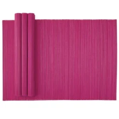 Roll-Up Bamboo Placemats in Fuchsia - Set of 4