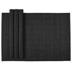 Roll-Up Bamboo Placemats in Black - Set of 4