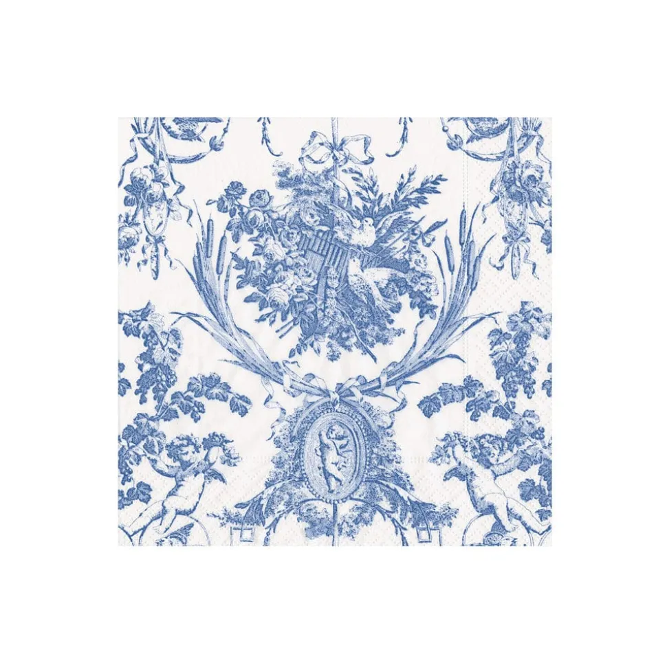Romantic Toile Blue Boxed Cocktail Napkins - 40 Per Box