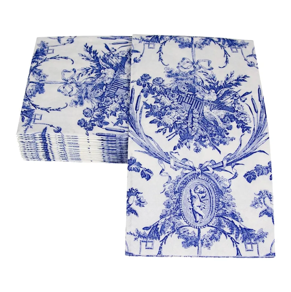 Romantic Toile Blue Guest Towel Napkins - 15 Per Package