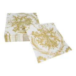 Romantic Toile Gold Cocktail Napkins - 20 Per Package