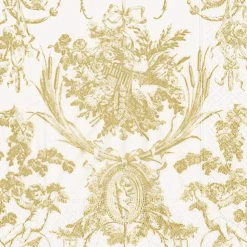Romantic Toile Gold Dinner Napkins - 20 Per Package