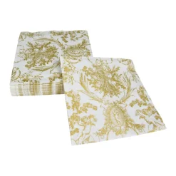 Romantic Toile Gold Luncheon Napkins - 20 Per Package