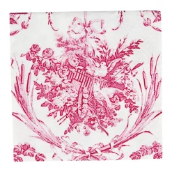 Romantic Toile Rose Cocktail Napkins - 20 Per Package