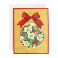 Rose and Holly Ornament Classic Boxed Christmas Cards - includes 15 cards & envelopes