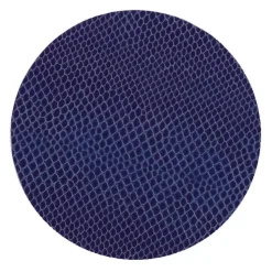 Round Snakeskin Felt-Backed Coasters in Navy Blue - 8 Per Box