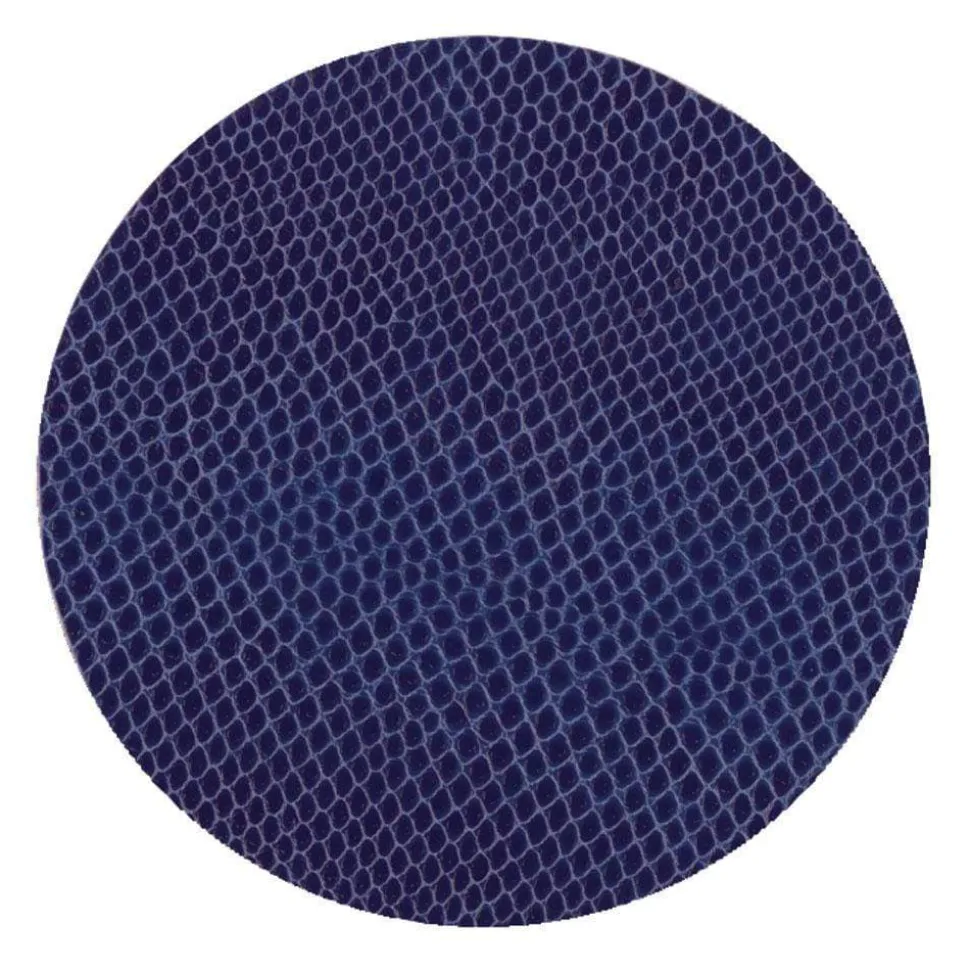 Round Snakeskin Felt-Backed Coasters in Navy Blue - 8 Per Box