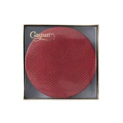 Round Snakeskin Felt-Backed Coasters in Crimson - 8 Per Box