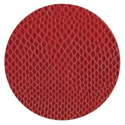 Round Snakeskin Felt-Backed Coasters in Crimson - 8 Per Box