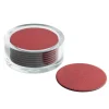 Round Snakeskin Felt-Backed Coasters & Holder Gift Set in Crimson