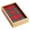 Royal Plaid Guest Towel Napkins & Gold Lacquer Holder Gift Set