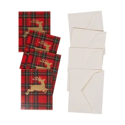 Royal Plaid Reindeer Foil Enclosure Cards & Envelopes - includes 4 Enclosure Cards & Envelopes