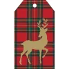 Royal Plaid Reindeer Foil Hang Tags - includes 4 Hang Tags