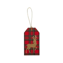 Royal Plaid Reindeer Foil Hang Tags - includes 4 Hang Tags