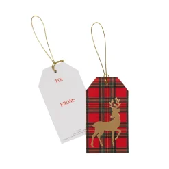 Royal Plaid Reindeer Foil Hang Tags - includes 4 Hang Tags