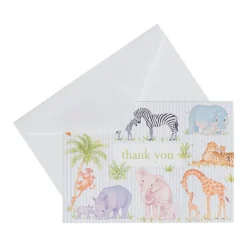Safari Baby Thank You Notes - 8 Note Cards & 8 Envelopes