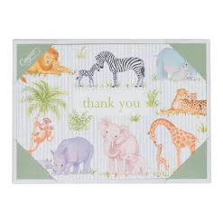Safari Baby Thank You Notes - 8 Note Cards & 8 Envelopes