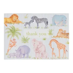 Safari Baby Thank You Notes - 8 Note Cards & 8 Envelopes