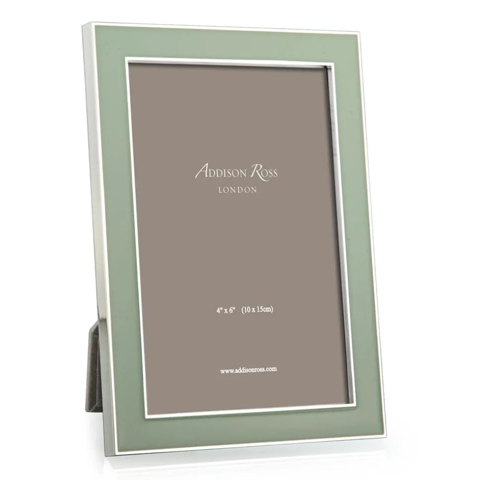 Sage Green Enamel 5" x 7" Picture Frame with Silver Trim - 1 Each