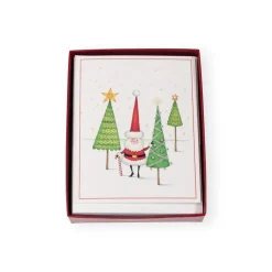 Santa And Little Trees Petite Boxed Christmas Cards - includes 15 cards & envelopes
