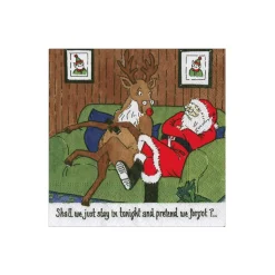 Santa At Home Boxed Cocktail Napkins - includes 12 Boxed Cocktail Napkins