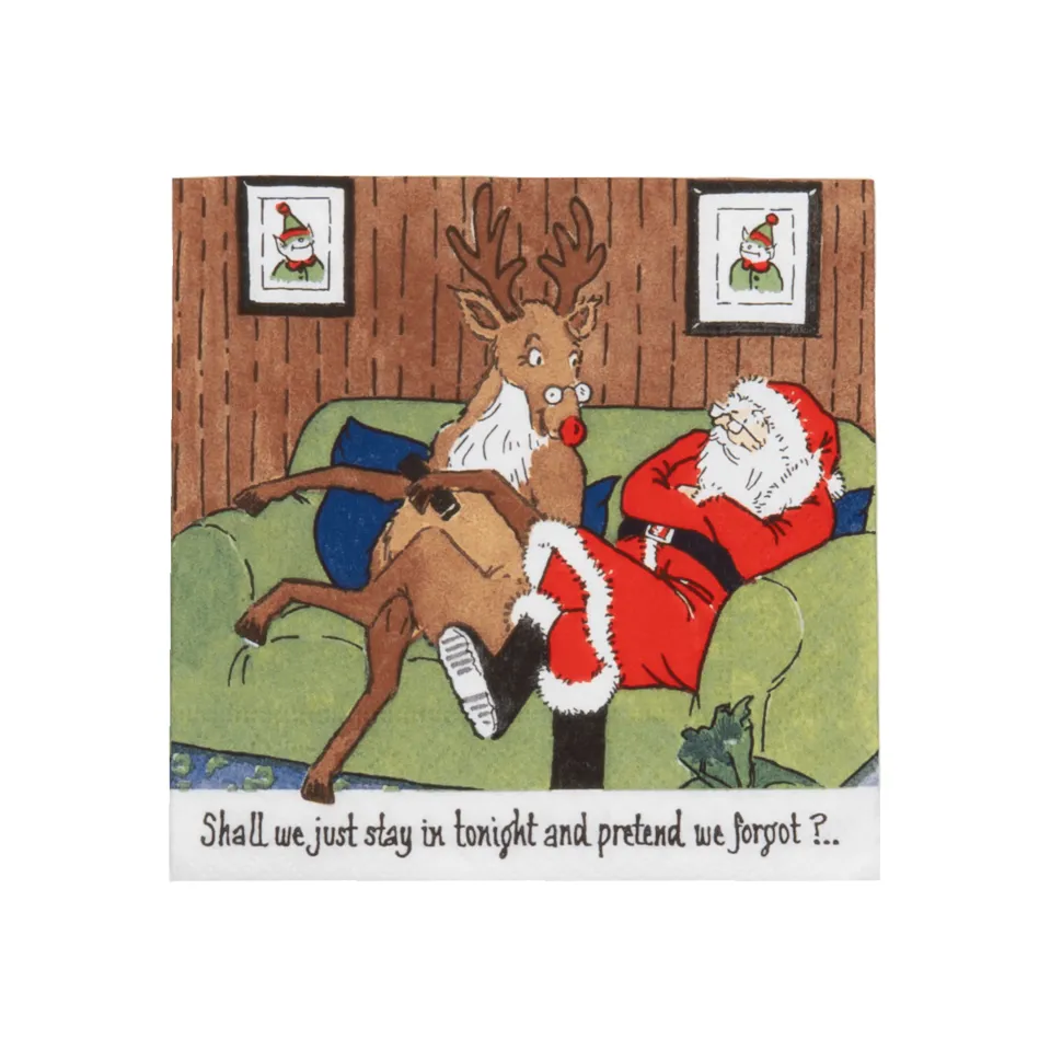 Santa At Home Cocktail Napkins - includes 20 Cocktail Napkins