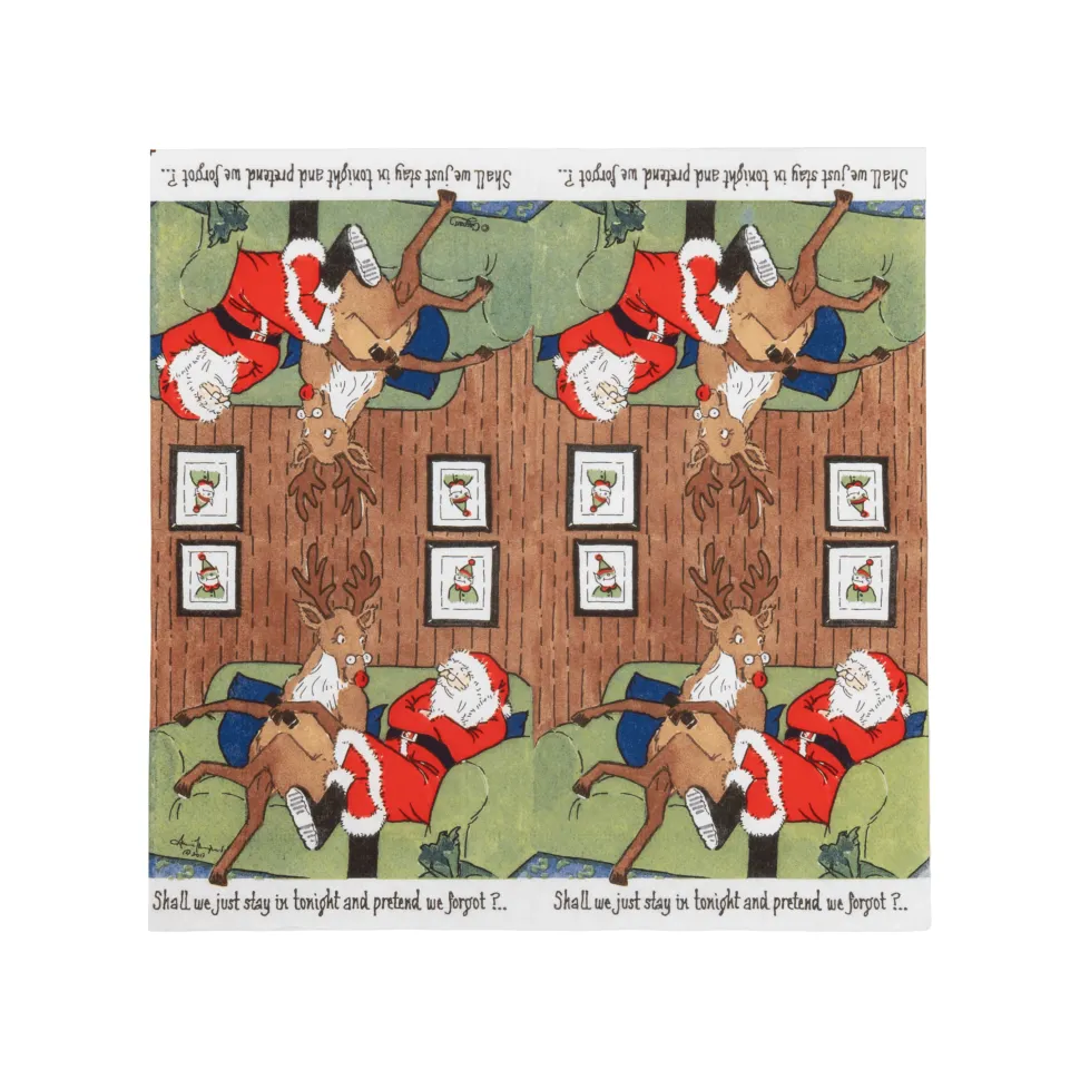 Santa At Home Cocktail Napkins - includes 20 Cocktail Napkins