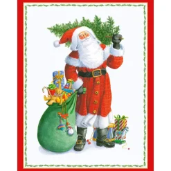 Santa Carrying Tree Personalized Christmas Cards