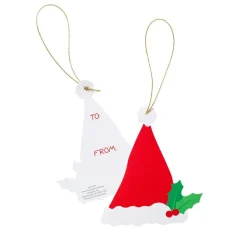 Santa Hat Die-Cut Gift Tags - 4 Per Package