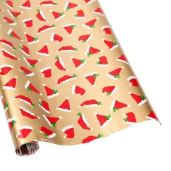 Santa Hat Toss Reversible Gift Wrapping Paper - 30" x 8' Roll
