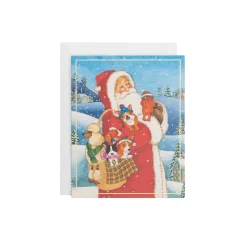 Santa With Dogs Petite Boxed Christmas Cards - includes 15 cards & envelopes