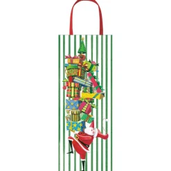 Santa With Gift Tower Wine & Bottle Gift Bags - 1 Each