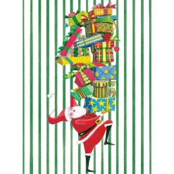 Santa With Stack Of Gifts Small Boxed Christmas Cards - includes 15 cards & envelopes