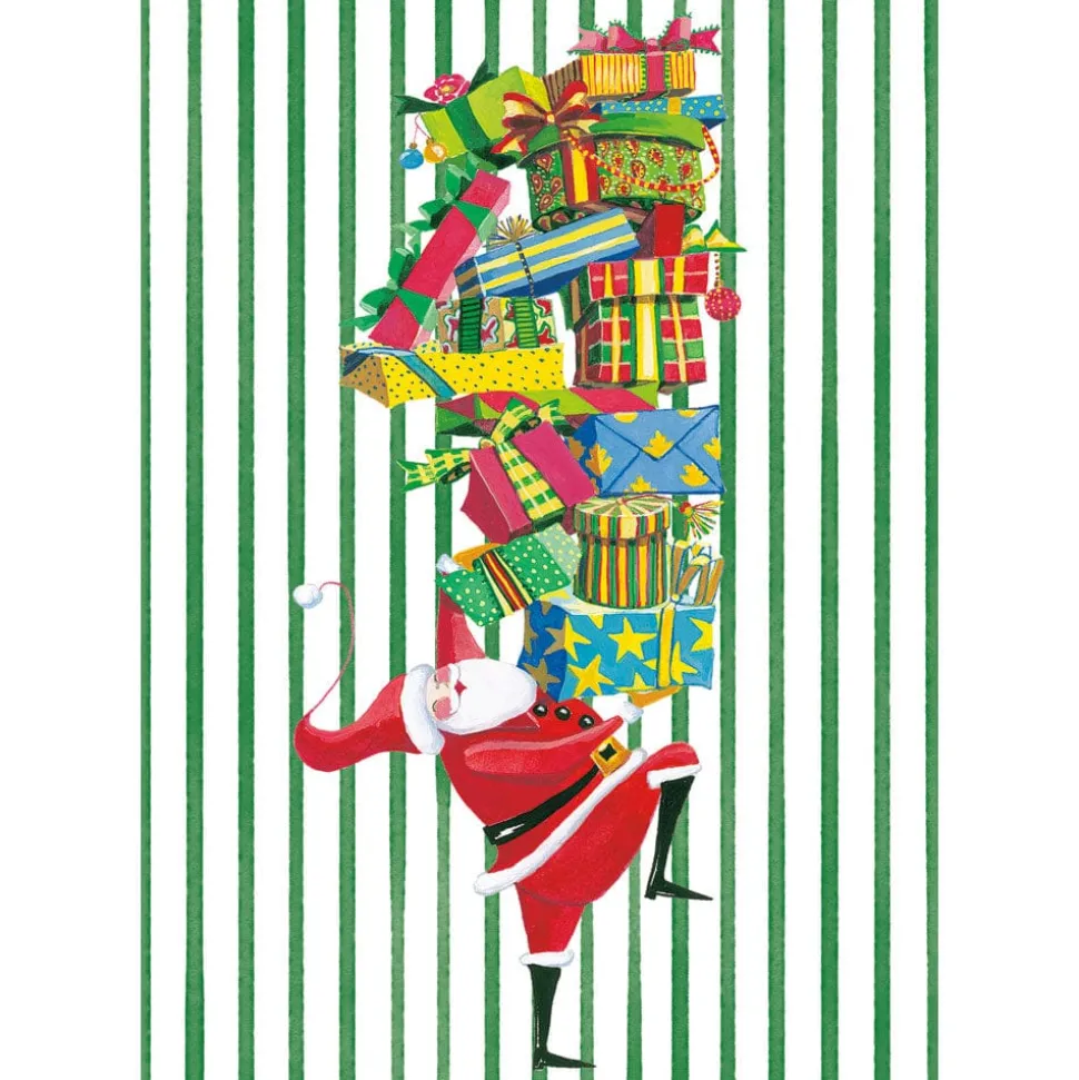 Santa With Stack Of Gifts Small Boxed Christmas Cards - includes 15 cards & envelopes