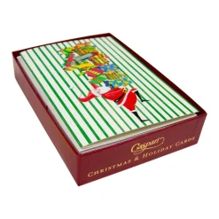 Santa With Stack Of Gifts Small Boxed Christmas Cards - includes 15 cards & envelopes