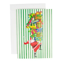 Santa With Stack Of Gifts Small Boxed Christmas Cards - includes 15 cards & envelopes