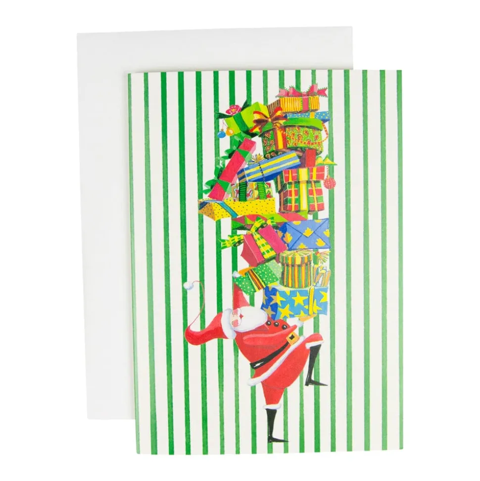 Santa With Stack Of Gifts Small Boxed Christmas Cards - includes 15 cards & envelopes