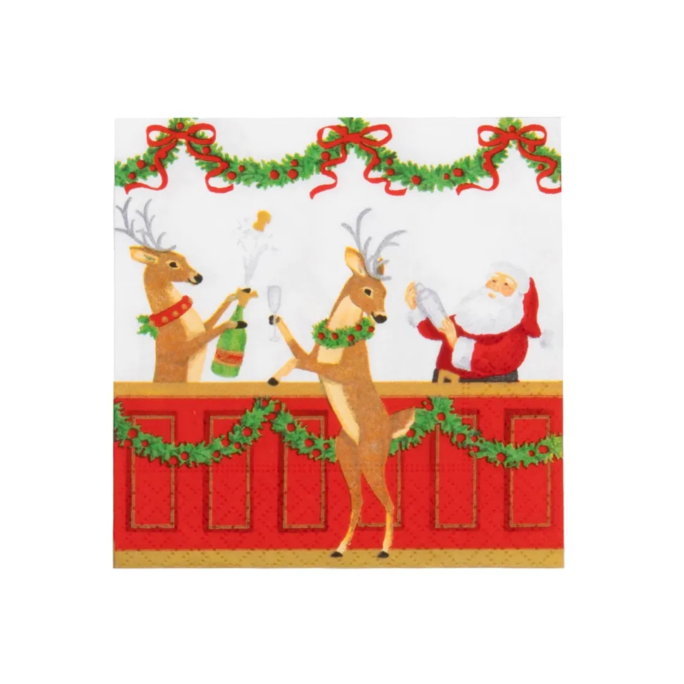 Santa's Bar Cocktail Napkins - includes 20 Cocktail Napkins