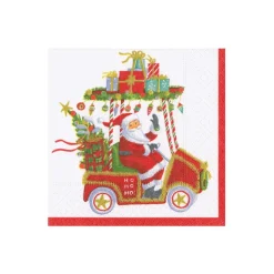 Santa's Golf Cart Boxed Cocktail Napkins - 40 Per Box