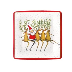 Santa's Kickettes Square Paper Salad & Dessert Plates - 8 Per Package