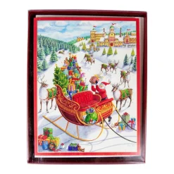 Santa's Sleigh Boxed Christmas Cards - 15 Christmas Cards & 15 Envelopes